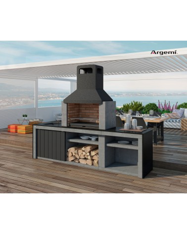 BARBACOA DE LEÑA ATENAS PC-PT CON FREGADERO Y PUERTA