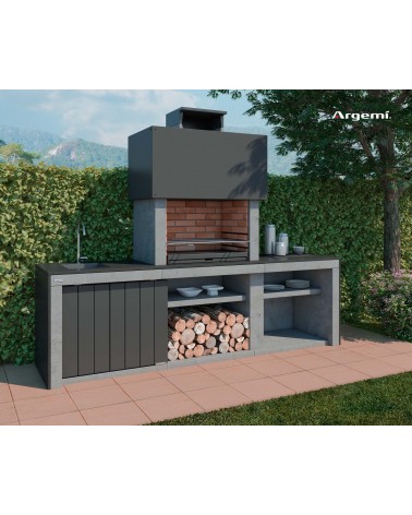 BARBACOA DE LEÑA BERLIN PV-PT CON FREGADERO Y PUERTA